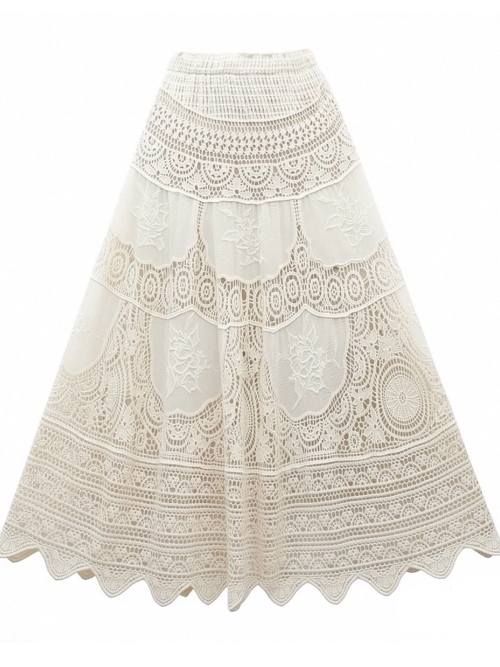Women's Cream Lace Maxi Skirt